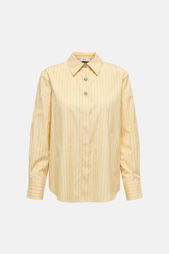 Chemise à manches longues rayée jaune de JDY, avec boutons décoratifs et col classique.