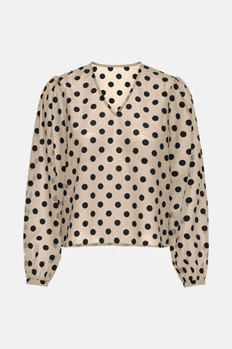 Blouse dorée à longues manches de ONLY®, avec des taches noires.