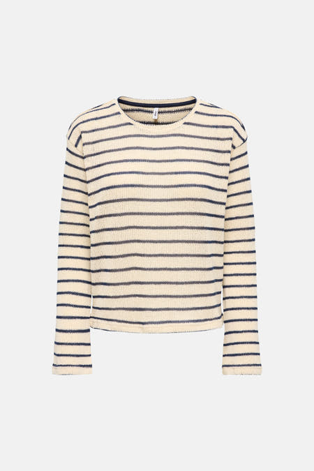 Pull multicolore à col rond ONLY, motif rayé à manches longues.