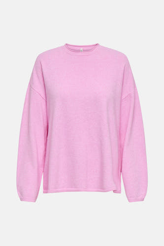 T-shirt rose avec col rond de ONLY, avec des manches longues et une texture lisse.