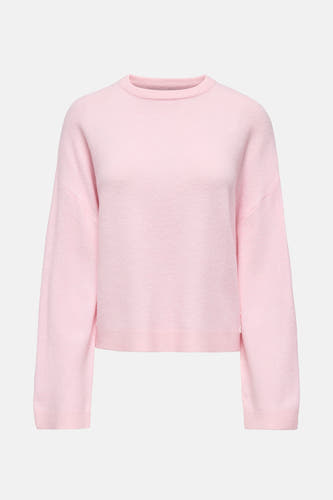 T-shirt rose avec col rond de ONLY, tissu tricoté simple avec longues manches.