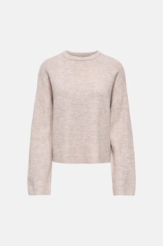 Pull beige à col rond de ONLY, à manches longues et à motif uni.