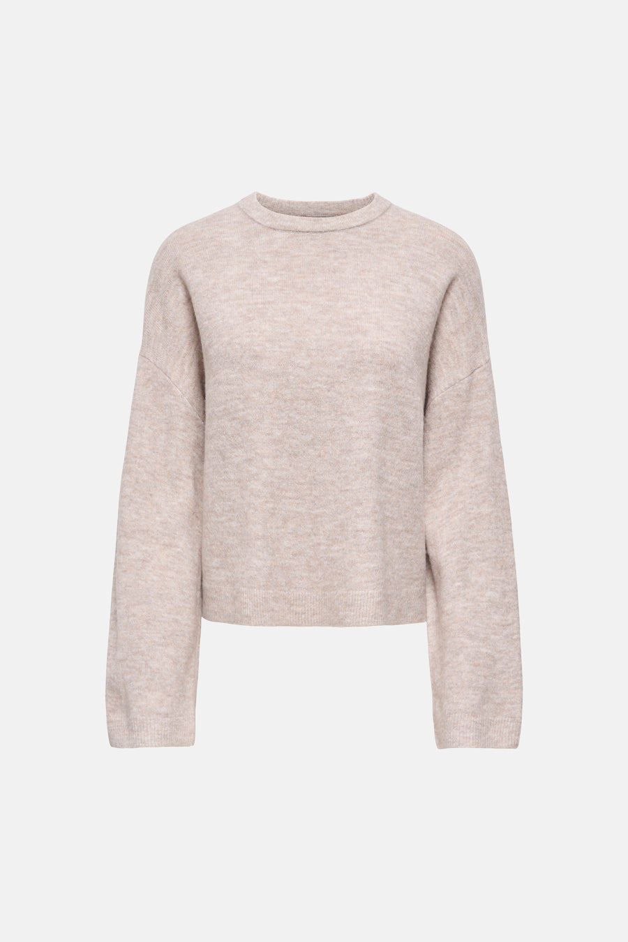 Pull beige à col rond de ONLY, à manches longues et à motif uni.