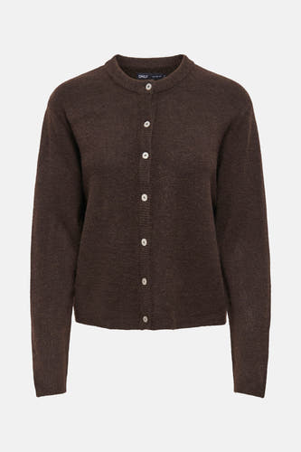 Veste brune ONLY, avec des manches longues et une fermeture à boutons blancs.
