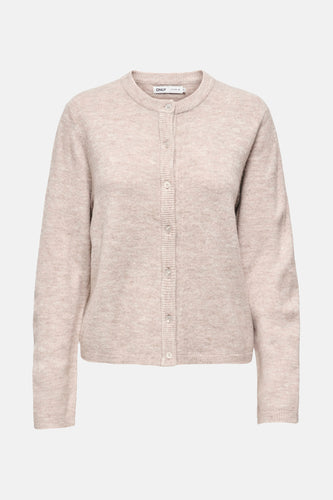 Beige gebreid vest met knopen.