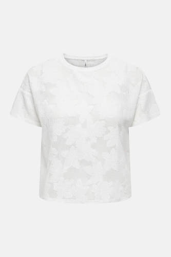 T-shirt blanc ONLY, à motif floral et manches courtes.