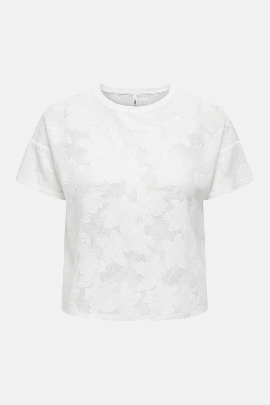 T-shirt blanc ONLY, à motif floral et manches courtes.