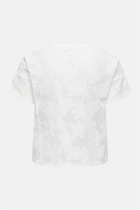 Wit T-shirt van ONLY, met een bloemenpatroon en korte mouwen.
