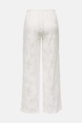 Pantalon blanc ONLY, avec un motif floral en texture dentelle.
