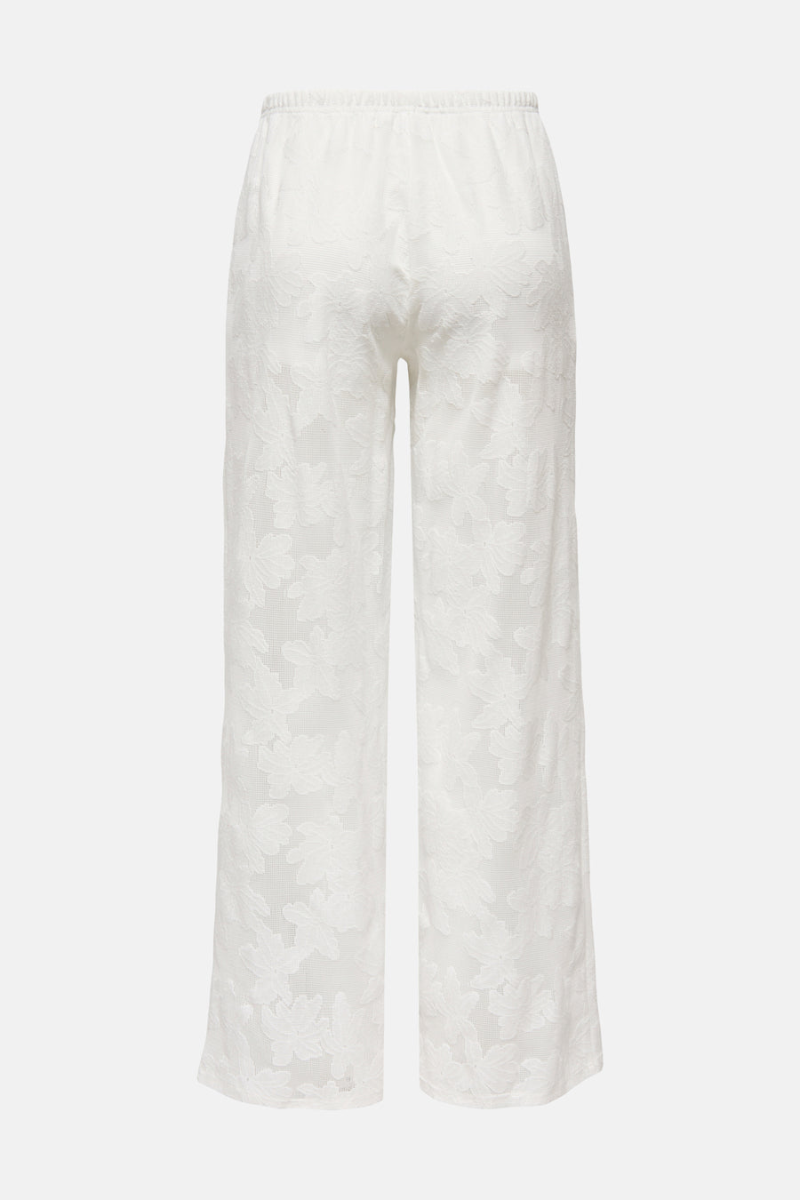 Pantalon blanc ONLY, avec un motif floral en texture dentelle.