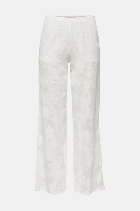 Pantalon blanc ONLY, à motif floral et taille élastique.