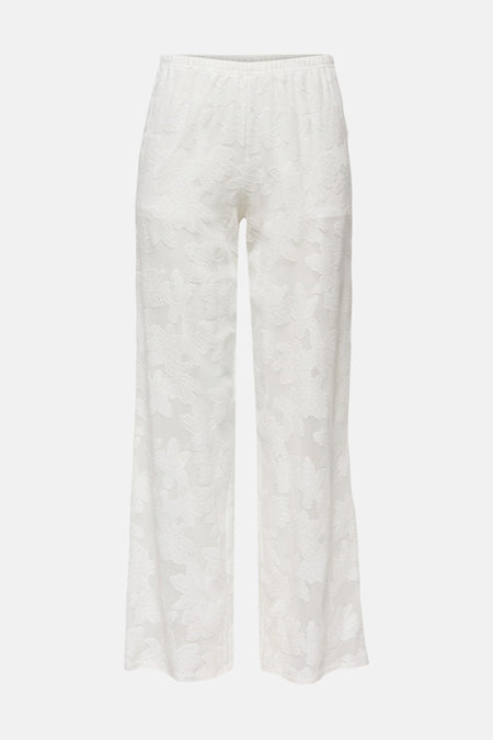 Pantalon blanc ONLY, à motif floral et taille élastique.