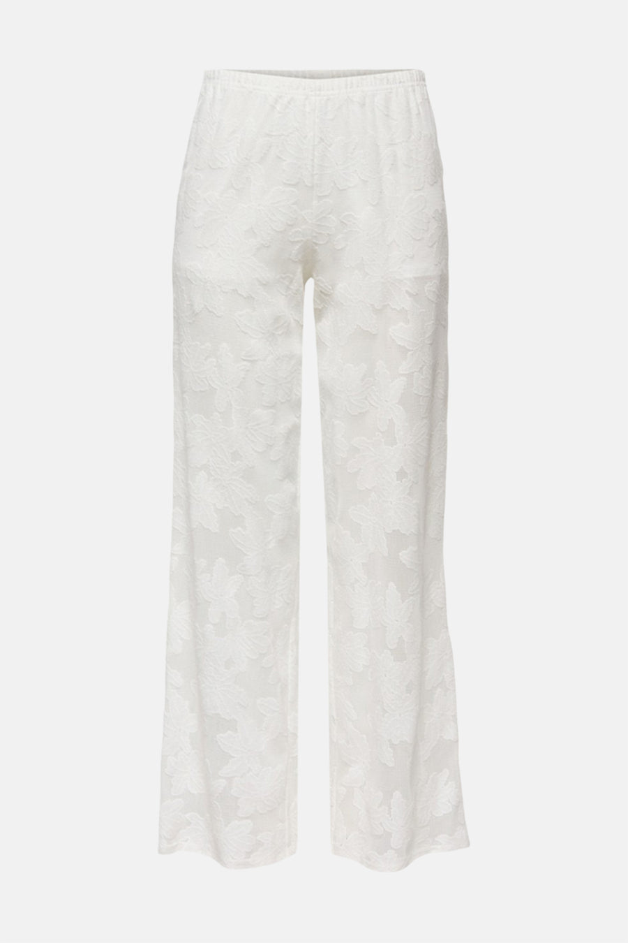 Pantalon blanc ONLY, à motif floral et taille élastique.
