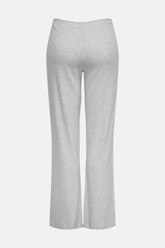 Grijze broek van ONLY, met ribstof en een uitlopende pijp.
