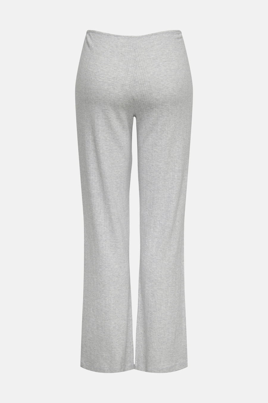 Grijze broek van ONLY, met ribstof en een uitlopende pijp.
