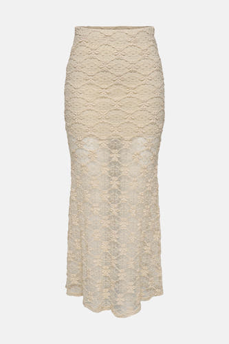 Jupe écru de ONLY avec motif en dentelle florale et ourlet évasé.