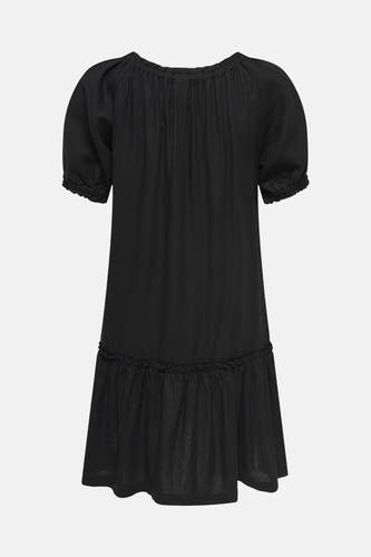 Robe noire à manches courtes de ONLY, avec manches bouffantes et ourlet plissé.