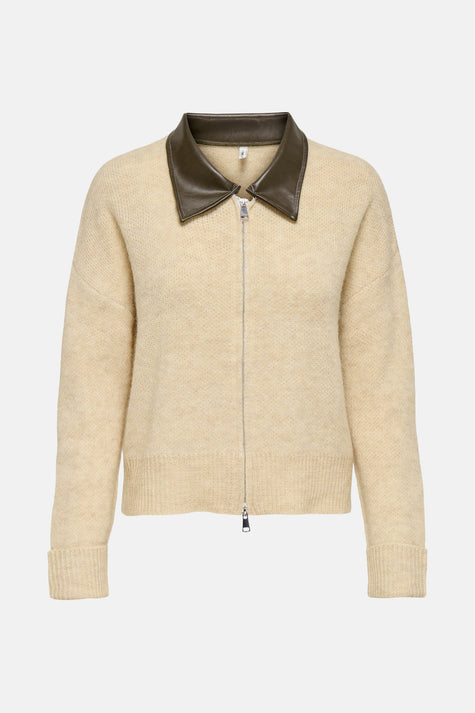 ONLGRACY LIFE LS COLLAR ZIP CARDI EX KNT