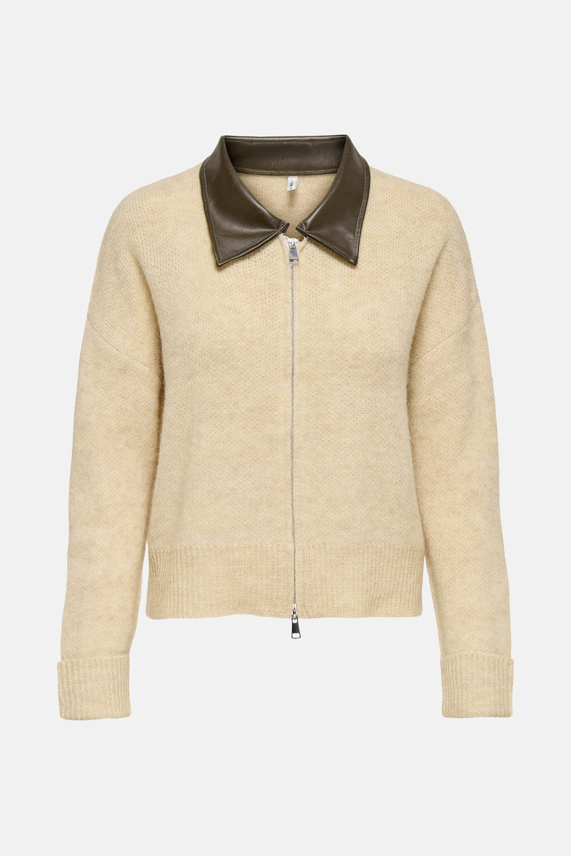 ONLGRACY LIFE LS COLLAR ZIP CARDI EX KNT