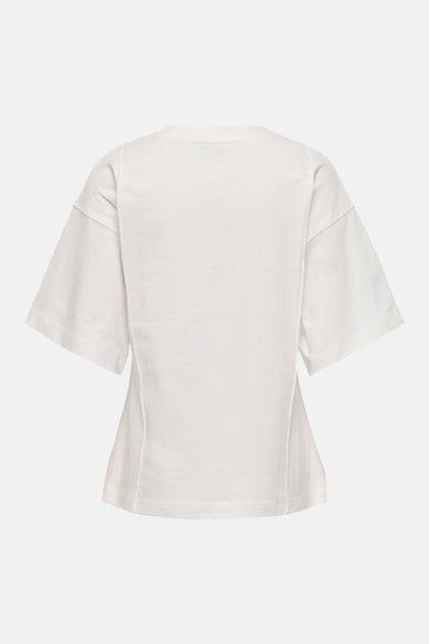 Wit T-shirt van JDY, met korte mouwen en een losse pasvorm, gezien van achteren.