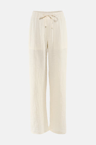 Witte broek met rimpeltextuur en strikband van JDY, rechte pasvorm, vooraanzicht