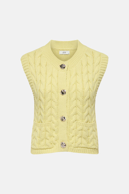 Débardeur jaune de JDY, avec une texture tricotée et un col rond montant.