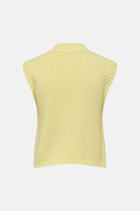 Gele debardeur van JDY, met een gebreide textuur en een hoge ronde hals.
