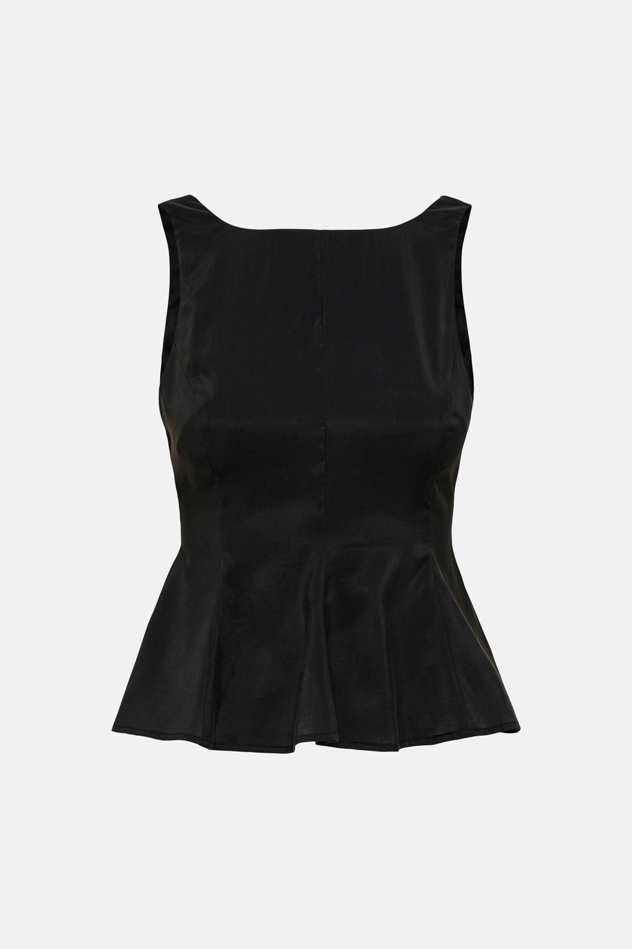 Haut sans manches noir ONLY® avec encolure bateau et péplum.