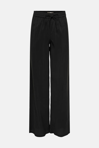 Pantalon de costume noir ONLY® à jambes larges et taille élastique avec cordon de serrage.