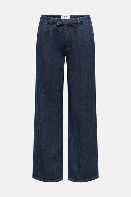 Jean large bleu foncé de JDY, vu de dos avec des poches plates et une texture denim légère.