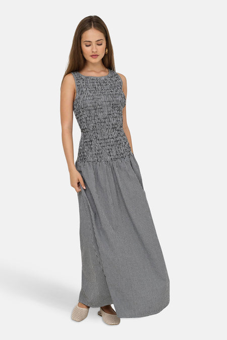ONLSELENE LONG SL CHECK DRESS OX WVN