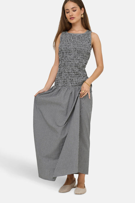 ONLSELENE LONG SL CHECK DRESS OX WVN