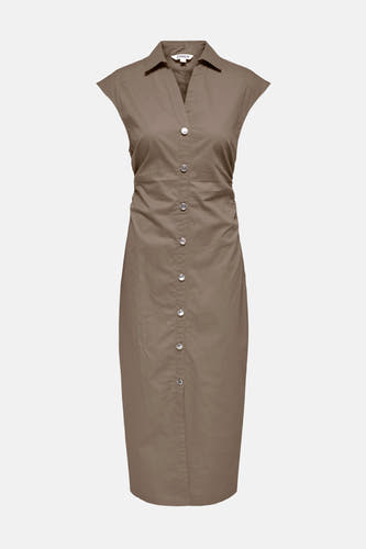 Robe marron à manches courtes de ONLY, avec une fermeture boutonnée et un col.