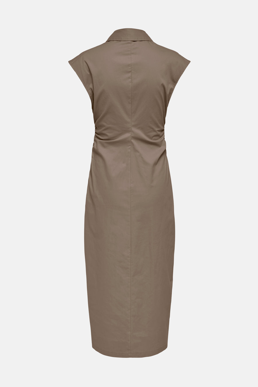 Robes marron à manches courtes de ONLY, avec des plis sur le côté et une coupe droite.