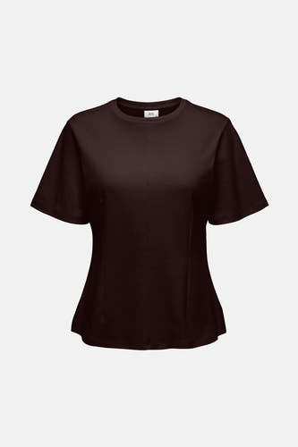 T-shirt brun à manches courtes de JDY, avec une encolure ronde simple et une coupe moulante.