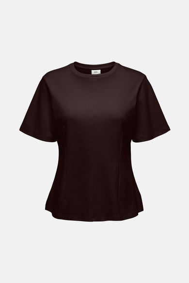 T-shirt brun à manches courtes de JDY, avec une encolure ronde simple et une coupe moulante.