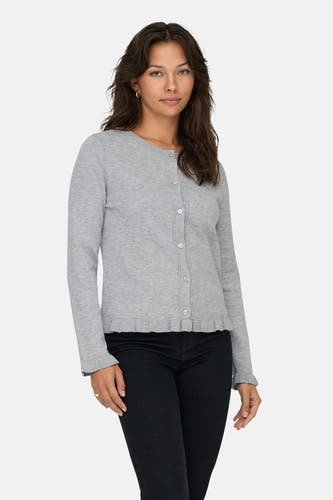 Cardigan gris d'ONLY avec des manches longues et une rangée de boutons, terminé par un bord plié.