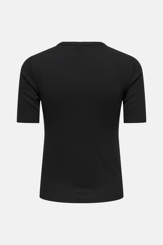 T-shirt noir à manches courtes de ONLY, avec une structure en côtes.