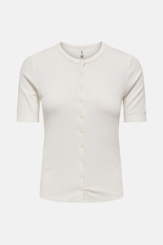 T-shirt blanc à manches courtes d'ONLY, avec une texture côtelée.