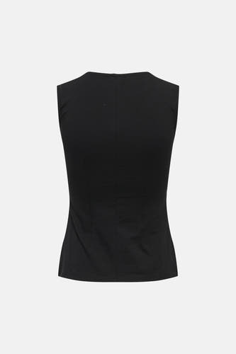 Haut noire sans manches de JDY avec une coupe ajustée et un col rond à l'arrière, vue arrière.