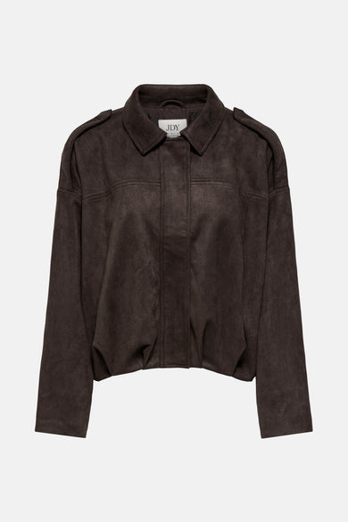 Manteau brun de JDY, avec col et longues manches.