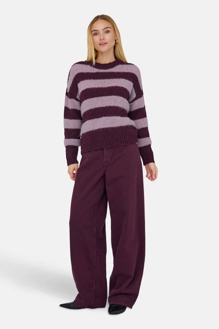 ONLCAMEL LIFE LS STRIPE O-NECK CS KNT