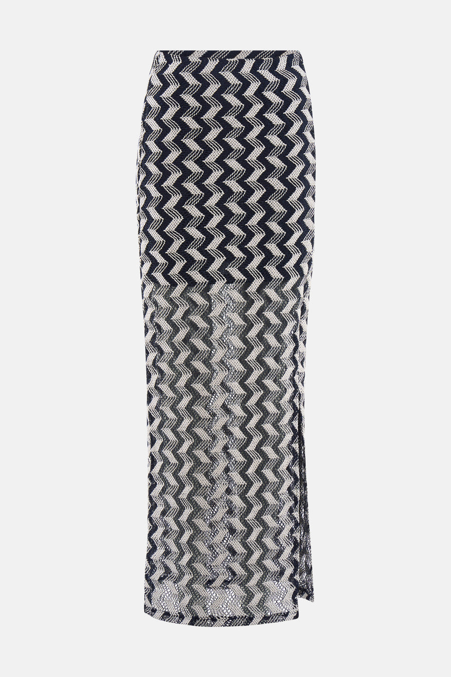 Jupe longue en maille à motif zigzag multicolore d'ONLY® avec une fente latérale.