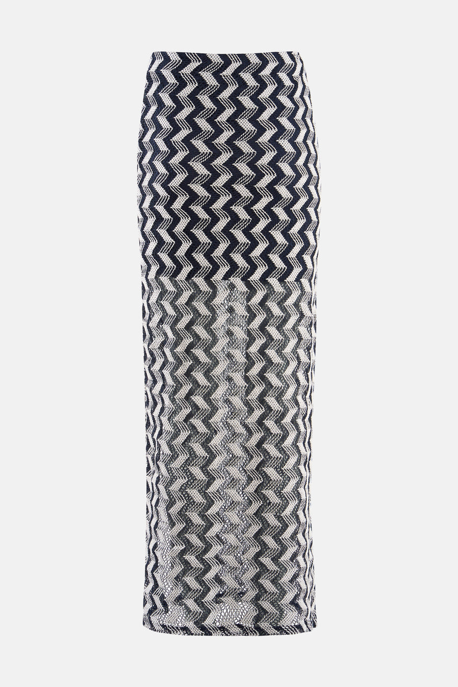 Jupe longue à motif zigzag noir et blanc d'ONLY®, avec détails transparents sur le bas.