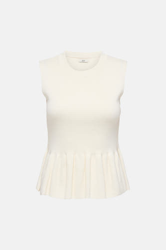 Haut sans manches blanc cassé de JDY avec texture tricotée et ourlet péplum, dos.