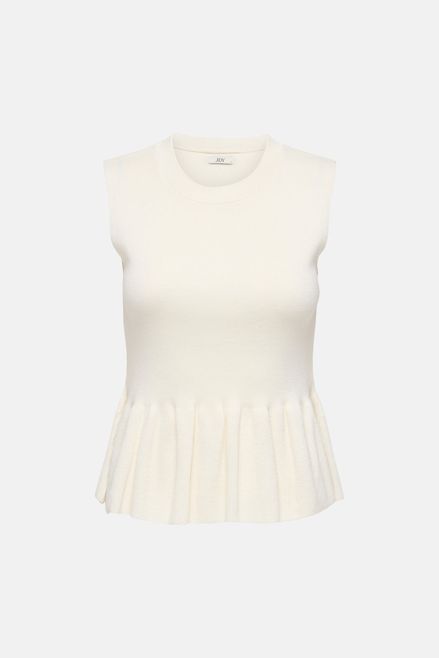 Haut sans manches blanc cassé de JDY avec texture tricotée et ourlet péplum, dos.