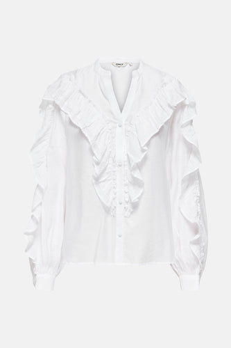 ONLMARRIAH L/S FRILL V-NECK TOP EX WVN