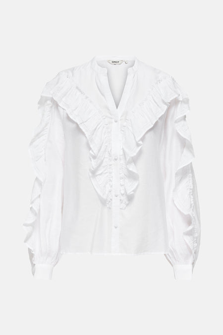 ONLMARRIAH L/S FRILL V-NECK TOP EX WVN