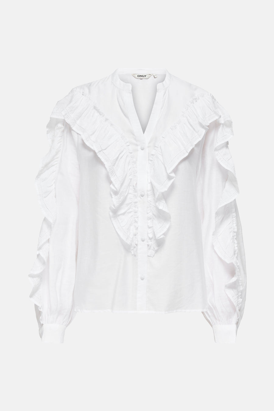 ONLMARRIAH L/S FRILL V-NECK TOP EX WVN