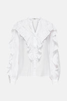 ONLMARRIAH L/S FRILL V-NECK TOP EX WVN